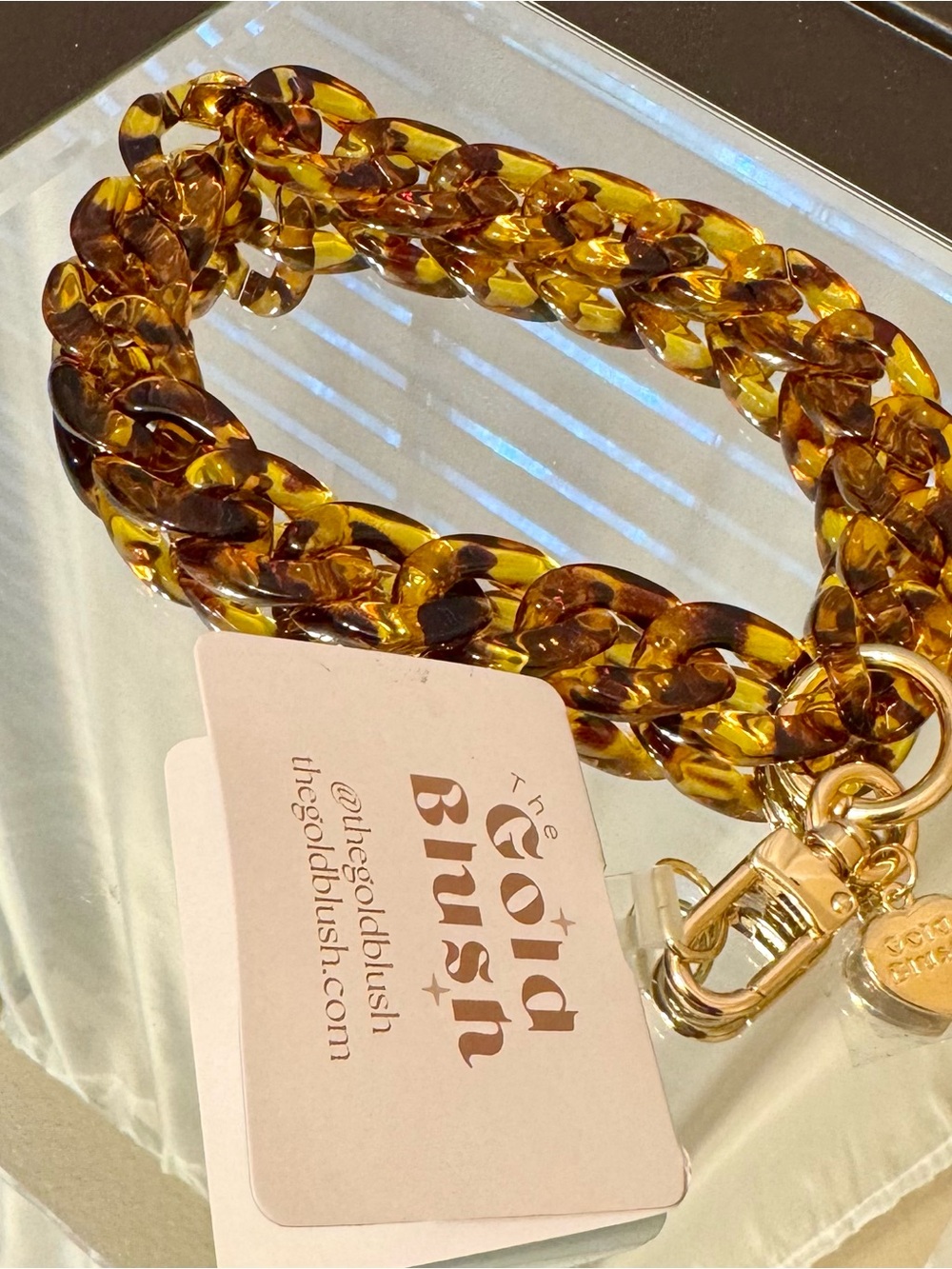 Gold Blush Tortoise Wristlet Phone Chain or Key Chain